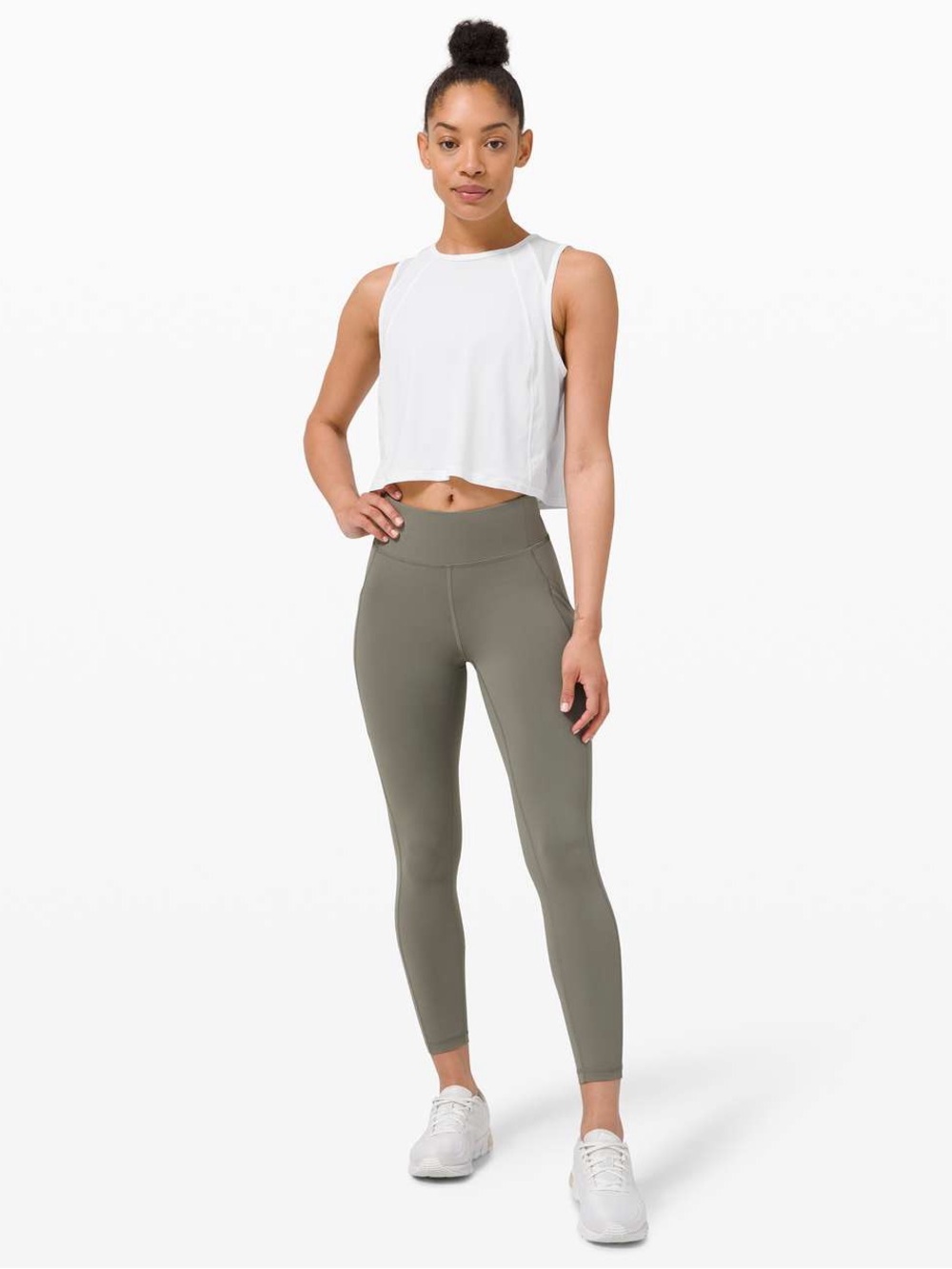 Lululemon Cropped Sculpt Tank White Mesh Back Workout Top, Size 10 Estimated